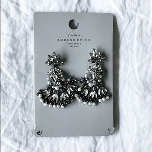 Zara statement earrings w/ crystals and pearls